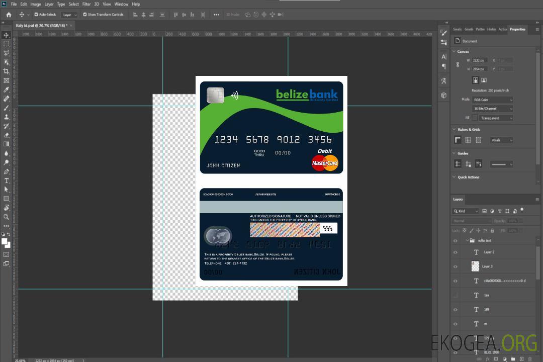 Belize Mastercard bancaire du Belize template Belize Mastercard bancaire du Belize template